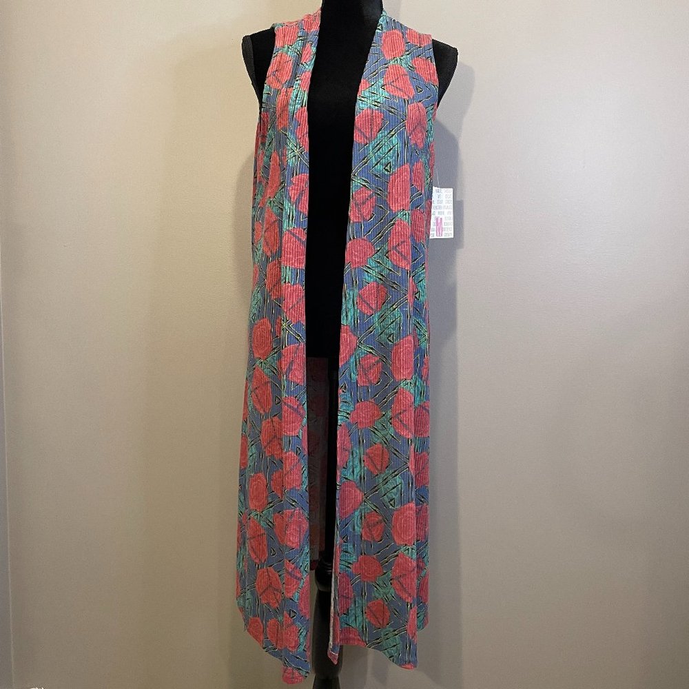 LulaRoe Womens Floral Print Sleeveless Sweeper Cardigan  NWT